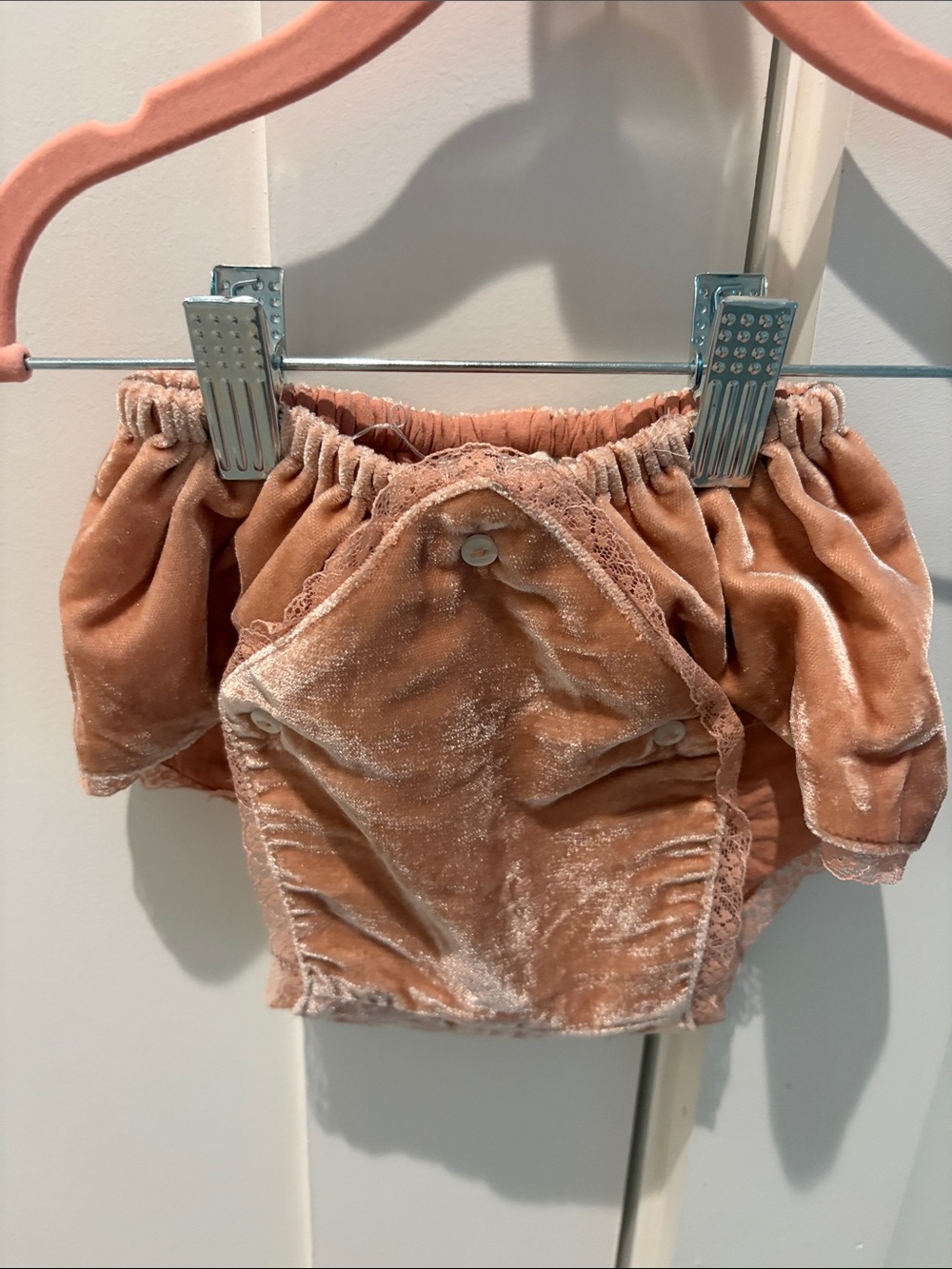 Velvet Peach Kids Shorts - Soft Ruffle Baby Bloomers